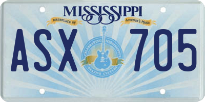 MS license plate ASX705