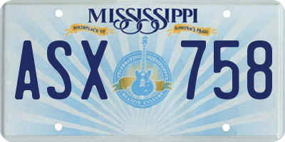 MS license plate ASX758