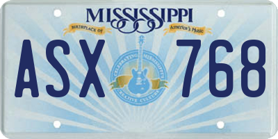MS license plate ASX768