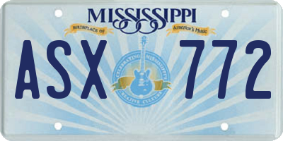 MS license plate ASX772