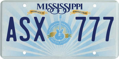 MS license plate ASX777