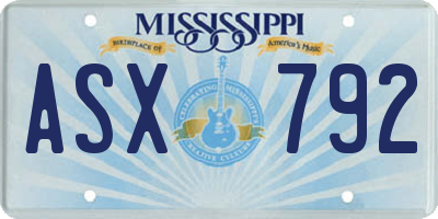MS license plate ASX792