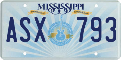 MS license plate ASX793
