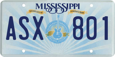 MS license plate ASX801