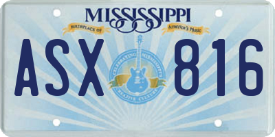 MS license plate ASX816