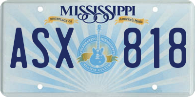 MS license plate ASX818