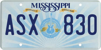MS license plate ASX830