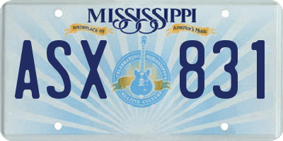 MS license plate ASX831