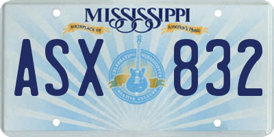 MS license plate ASX832
