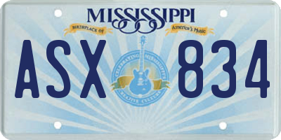 MS license plate ASX834