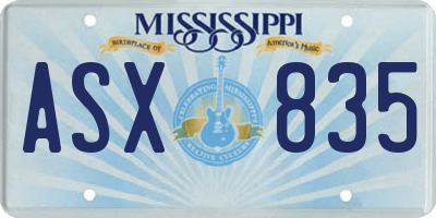 MS license plate ASX835