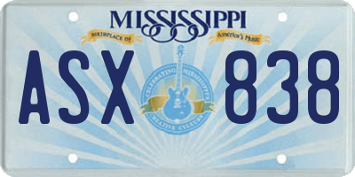 MS license plate ASX838