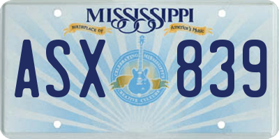 MS license plate ASX839