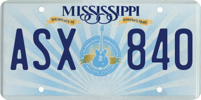 MS license plate ASX840