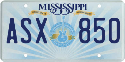 MS license plate ASX850
