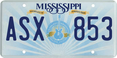 MS license plate ASX853
