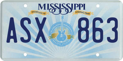 MS license plate ASX863