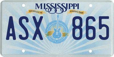 MS license plate ASX865