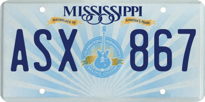 MS license plate ASX867