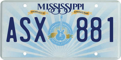 MS license plate ASX881
