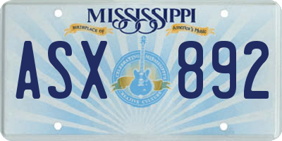 MS license plate ASX892