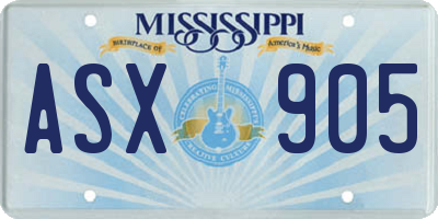 MS license plate ASX905
