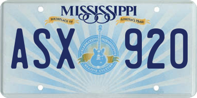 MS license plate ASX920