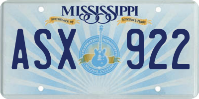 MS license plate ASX922