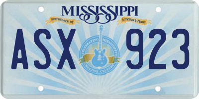 MS license plate ASX923