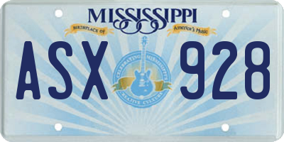 MS license plate ASX928