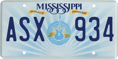 MS license plate ASX934
