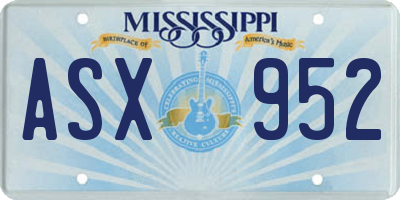 MS license plate ASX952