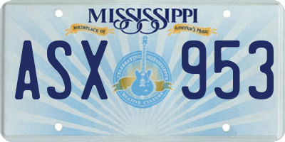 MS license plate ASX953