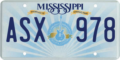 MS license plate ASX978