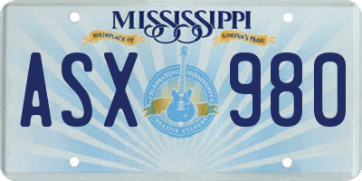 MS license plate ASX980