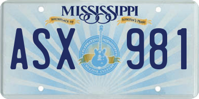 MS license plate ASX981