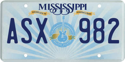 MS license plate ASX982