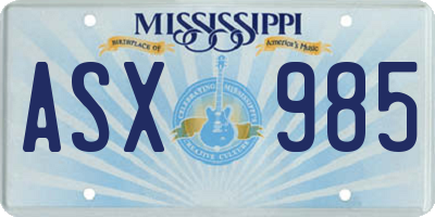 MS license plate ASX985