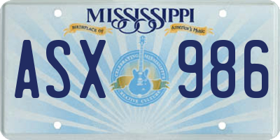 MS license plate ASX986