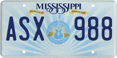 MS license plate ASX988