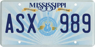 MS license plate ASX989