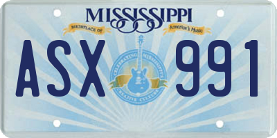 MS license plate ASX991