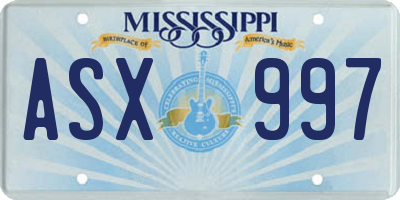 MS license plate ASX997