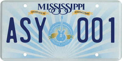 MS license plate ASY001