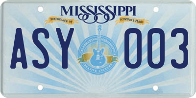 MS license plate ASY003