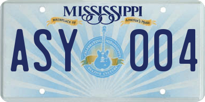 MS license plate ASY004