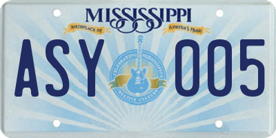 MS license plate ASY005