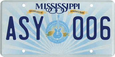 MS license plate ASY006