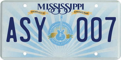 MS license plate ASY007