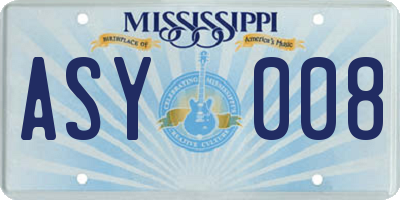 MS license plate ASY008